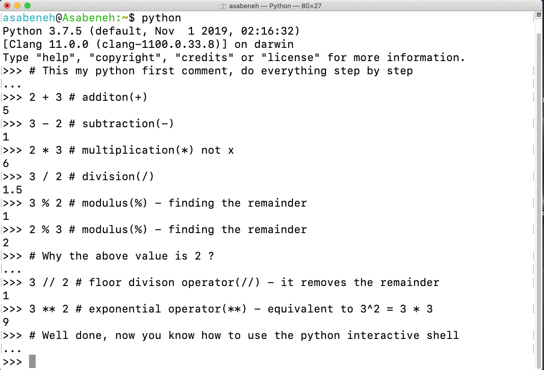 Maths on Python shell